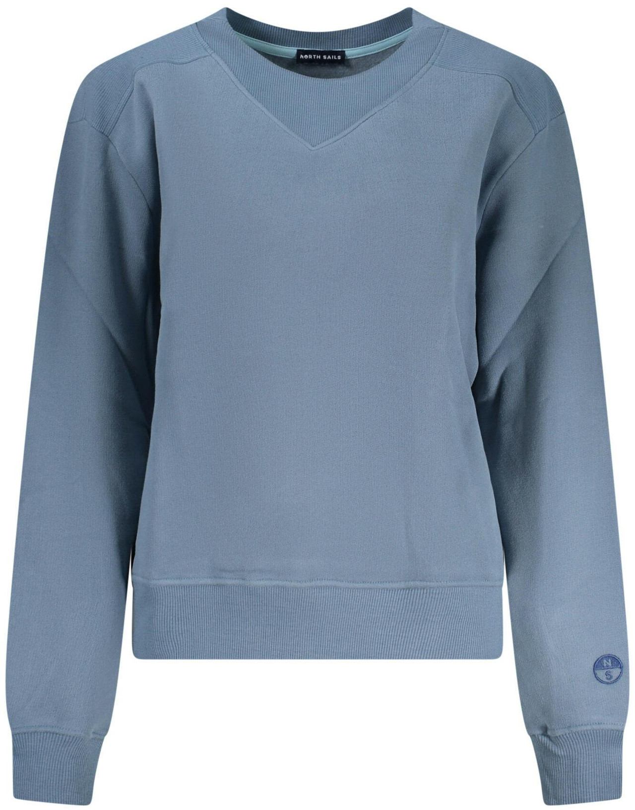 Jersey de punto azul con cuello redondo