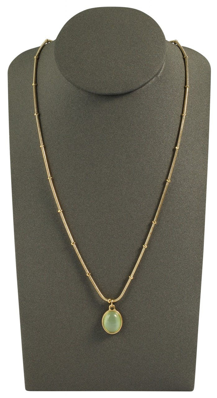 Necklace display with fabric cover and metal frame