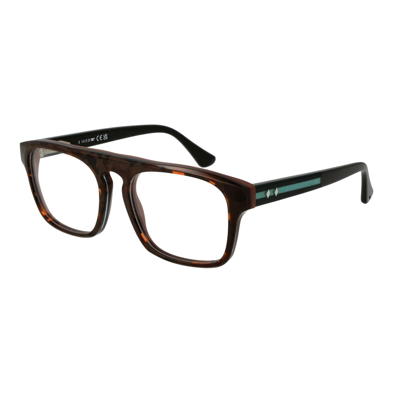 Montura óptica rectangular marrón en acetato