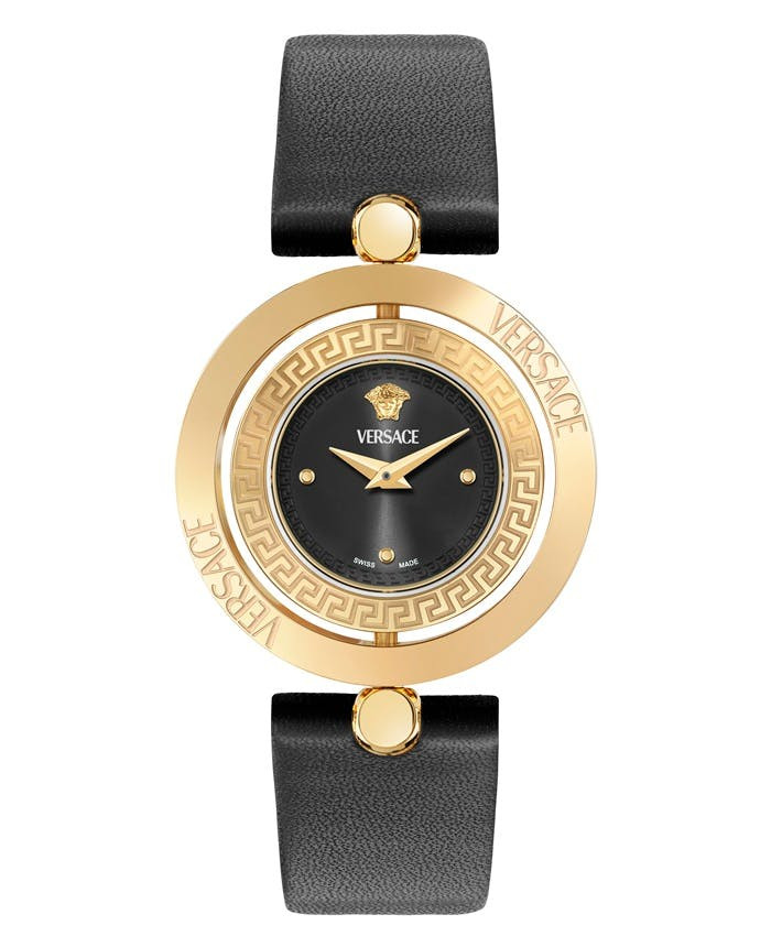 Reloj Swiss Eon Lady caja acero correa cuero esfera negra
