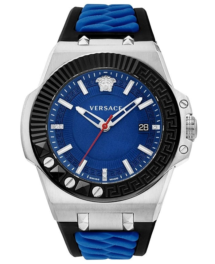 Swiss Chain Reaction watch with stainless steel case and silicone strap