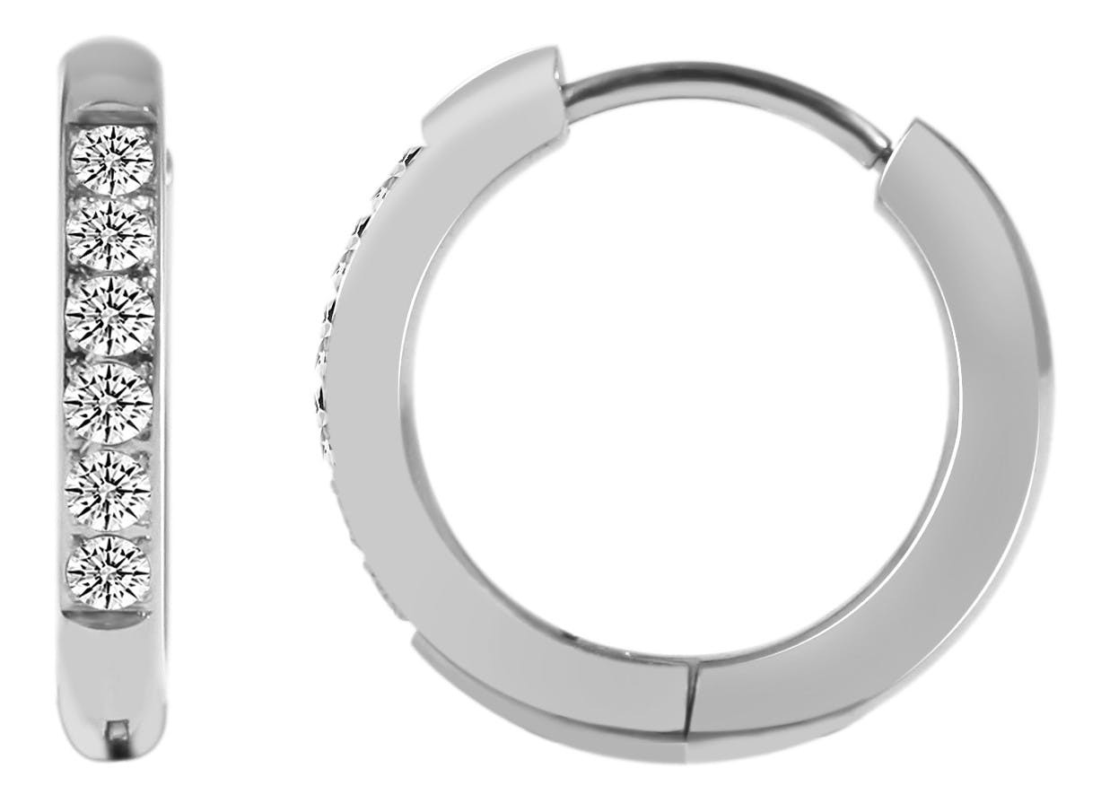 Pendientes de aro de acero inoxidable 12 mm cierre plegable