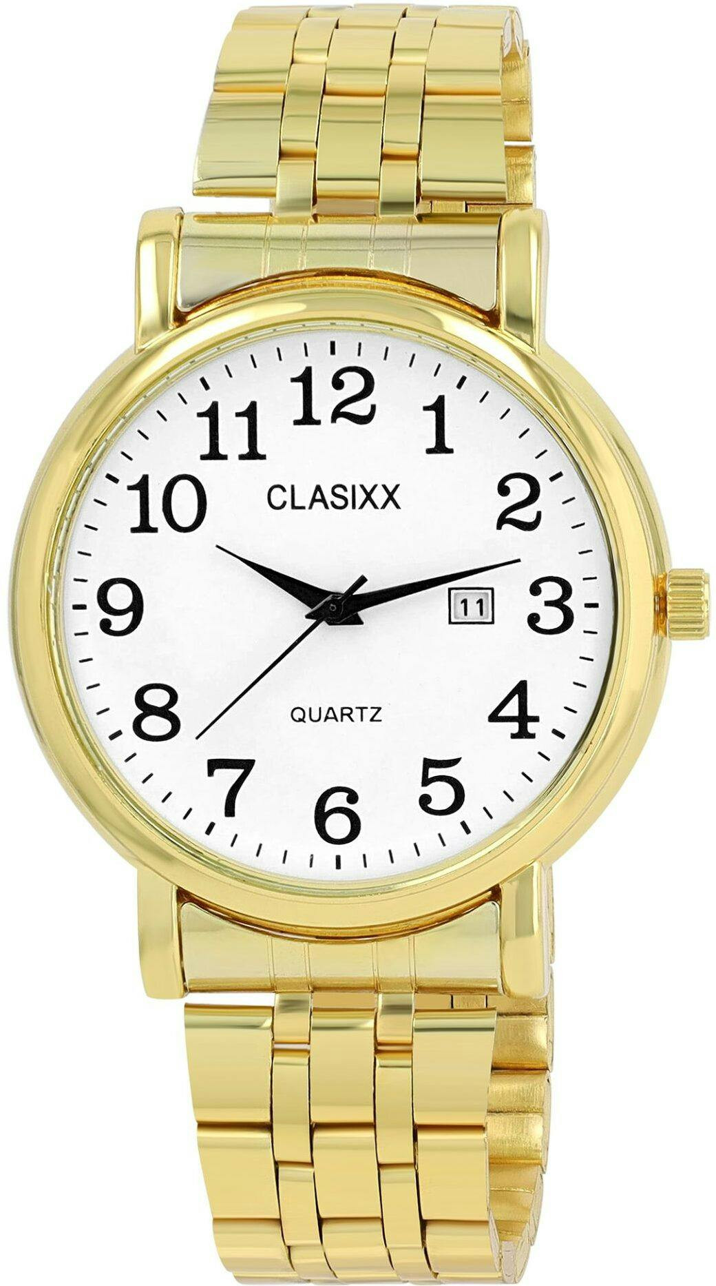 Reloj de hombre con movimiento de cuarzo, caja 46 mm y pulsera de acero inoxidable dorada