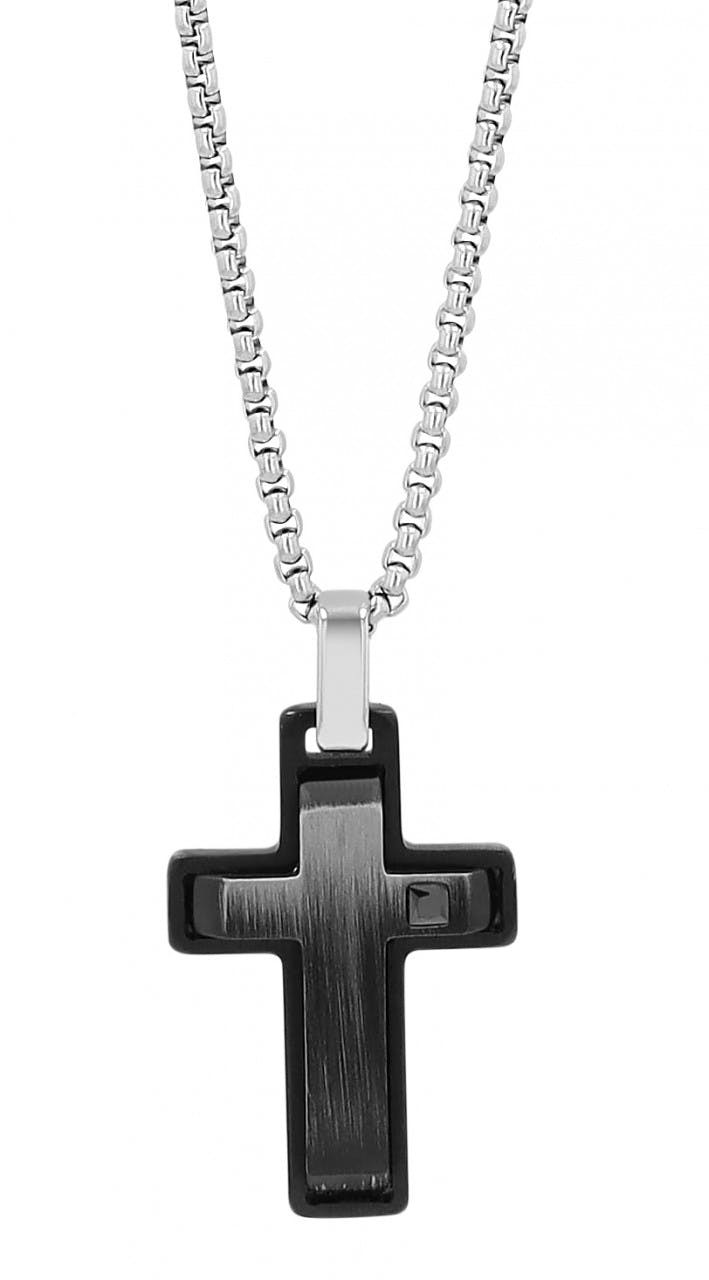 Collar de acero inoxidable con colgante en cruz