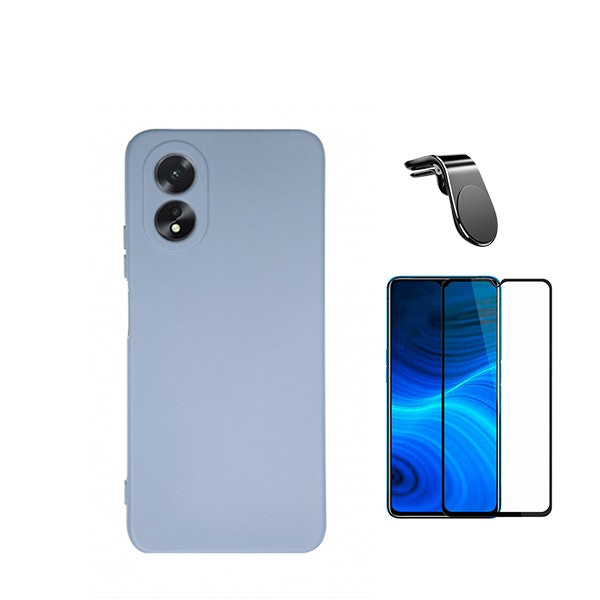 Cristal templado Full Cover 5D y funda silicona líquida para Oppo A18 - Azul