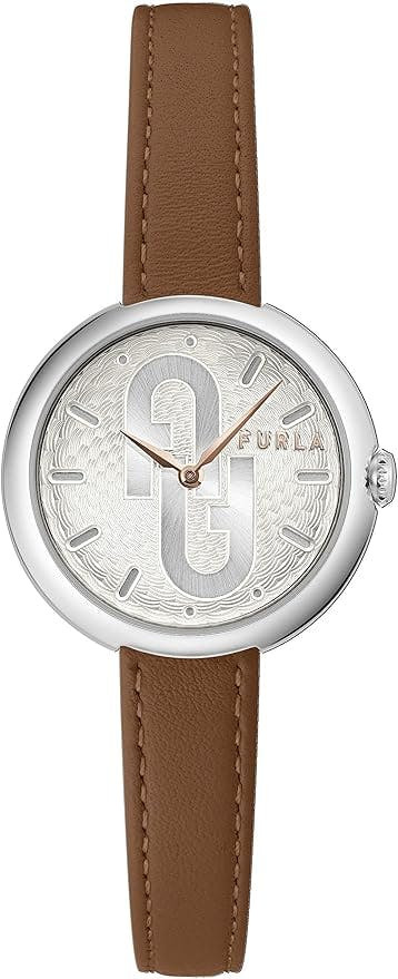 Reloj Furla cuarzo correa piel marrón esfera blanca