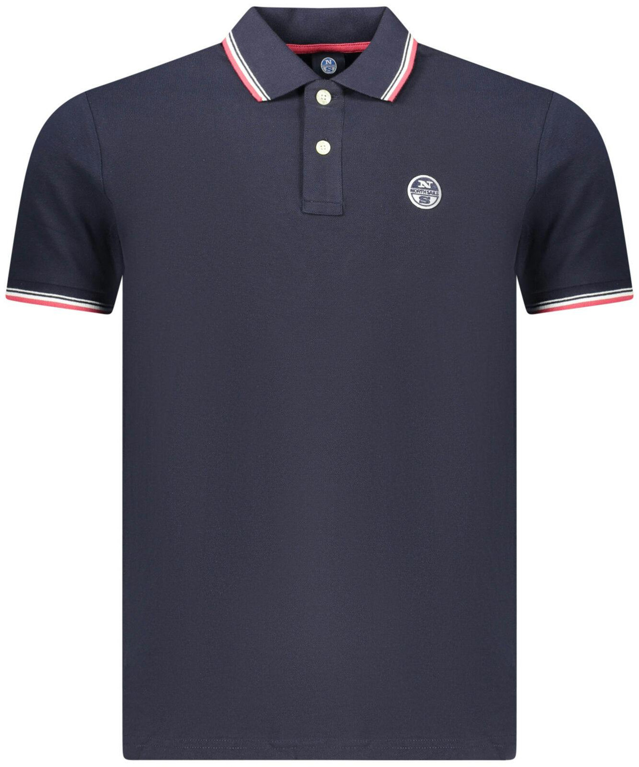 Polo de hombre de algodón con botones y logo azul