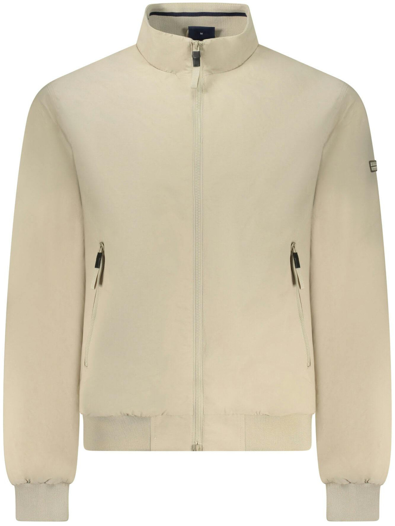 Beige jacket with fleece lining and front zipper