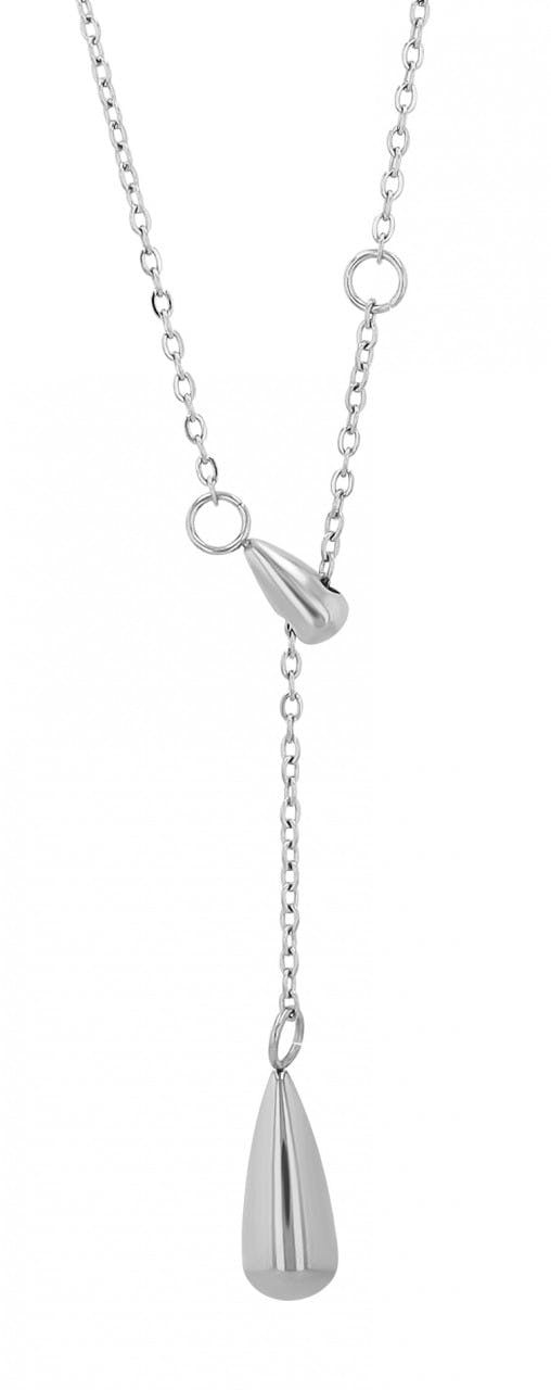 Stainless steel necklace with teardrop pendant