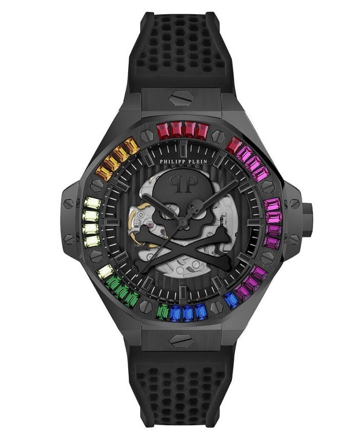 Reloj skeleton automático caja acero correa silicona