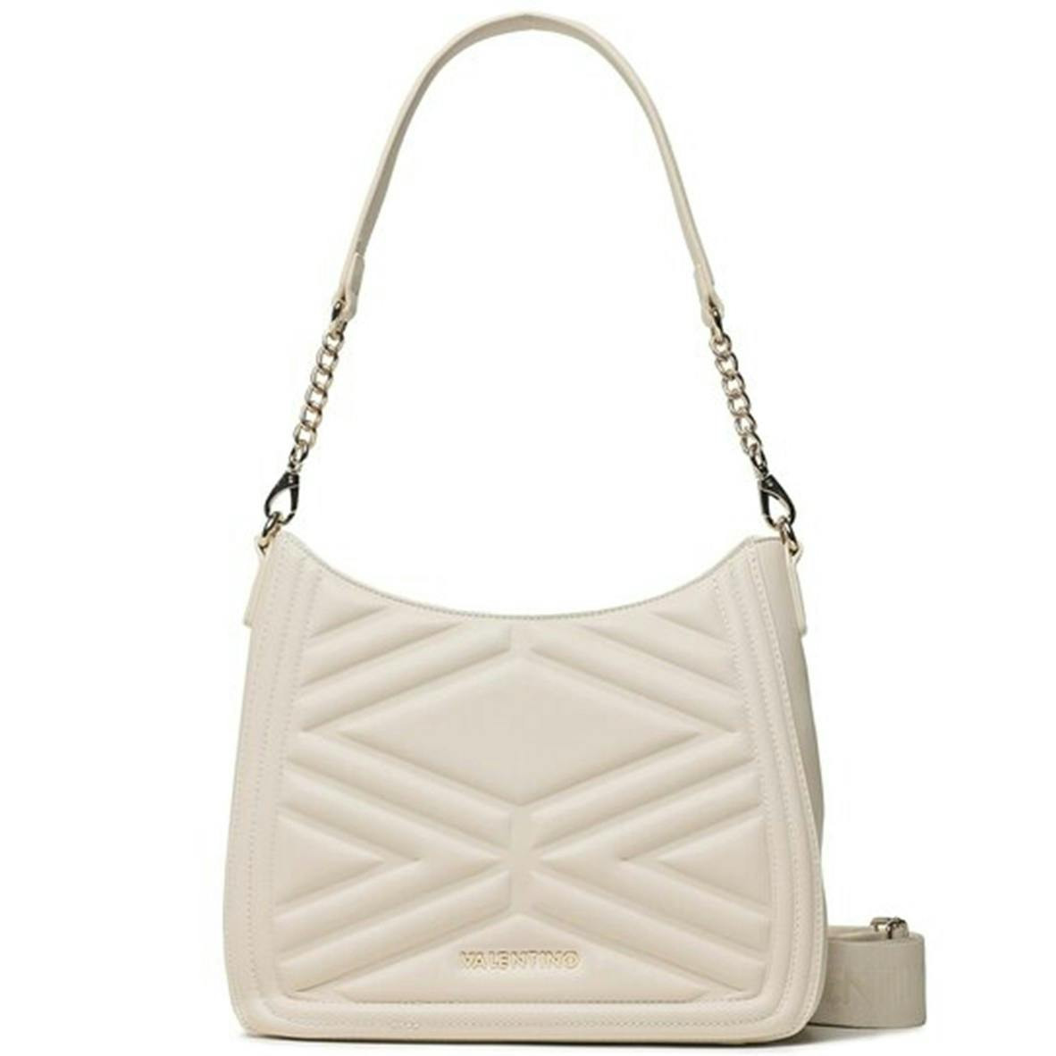 Bolso beige con asa desmontable y cierre de cremallera