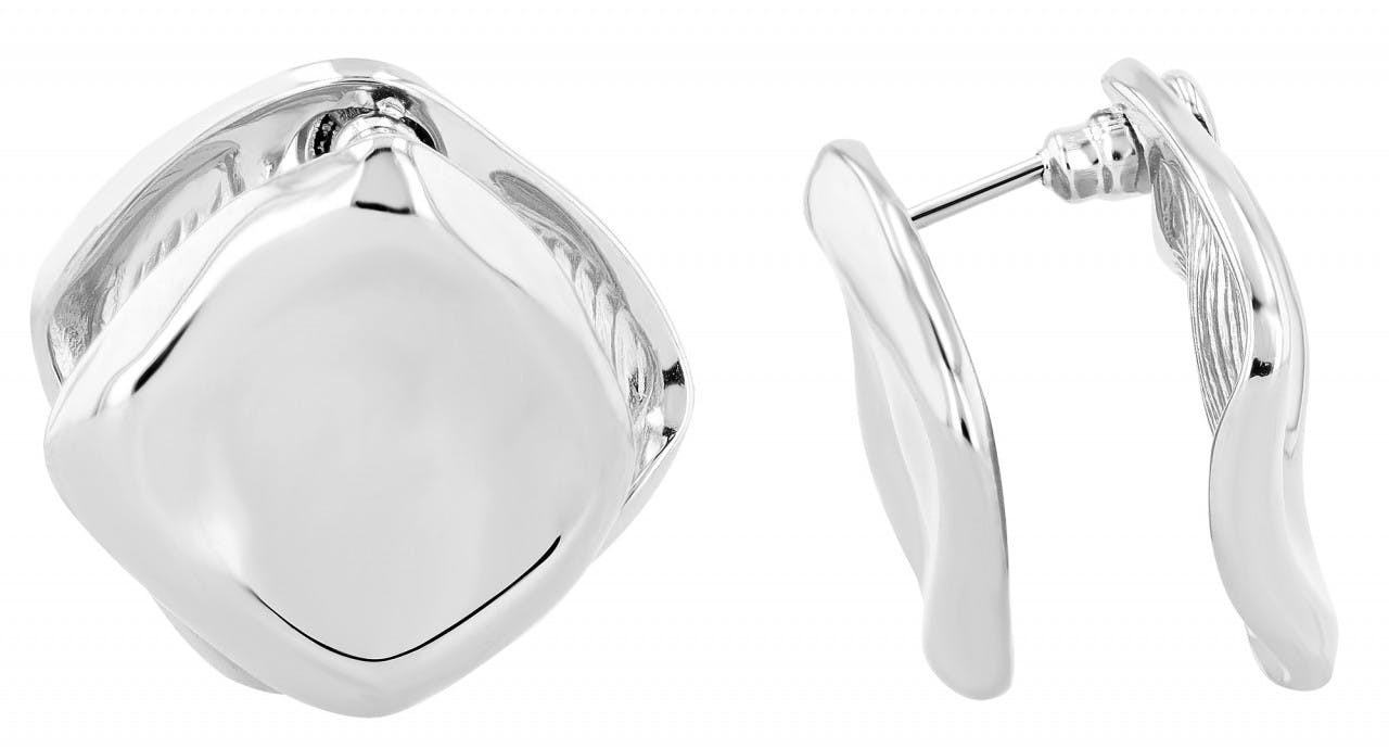 Pendientes cuadrados de acero inoxidable plateado