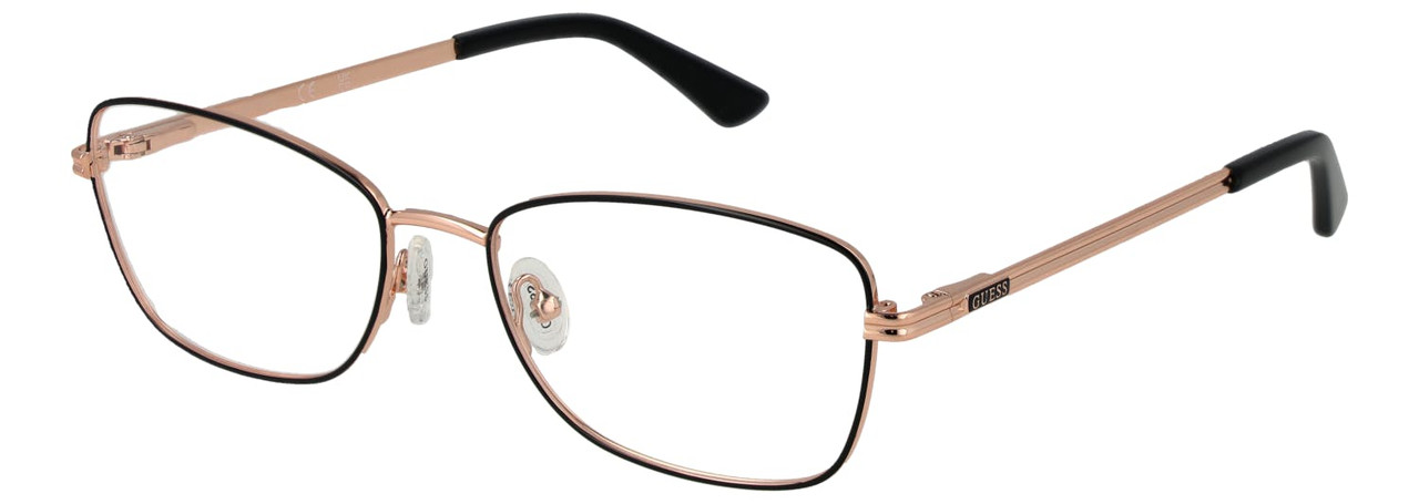 GUESS rectangular black metal optical frame with plastic lenses 54mm