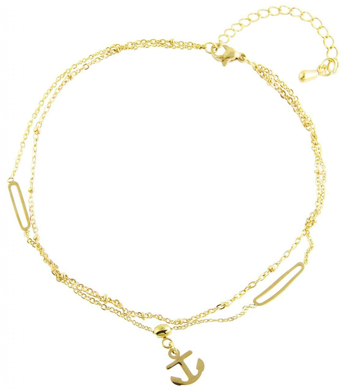 Pulsera de tobillo en acero inoxidable con ancla