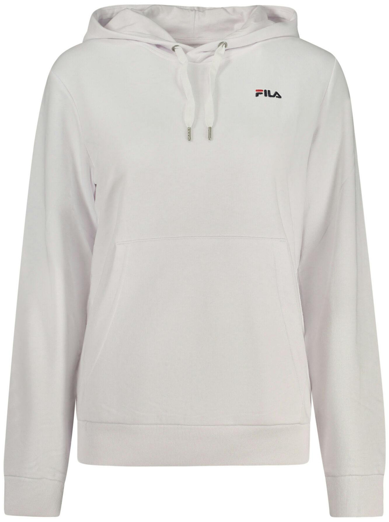 Hooded brushed sweatshirt in organic cotton blend, white, with kangaroo pocket