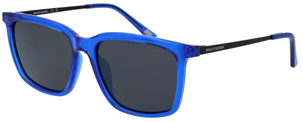 Rectangular polarized plastic sunglasses blue with gray lenses