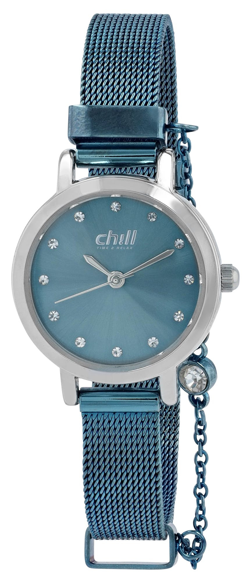 Reloj analógico de acero inoxidable para mujer con esfera blanca