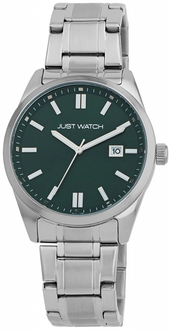 Reloj Theo hombre esfera verde metal plateado 42 mm