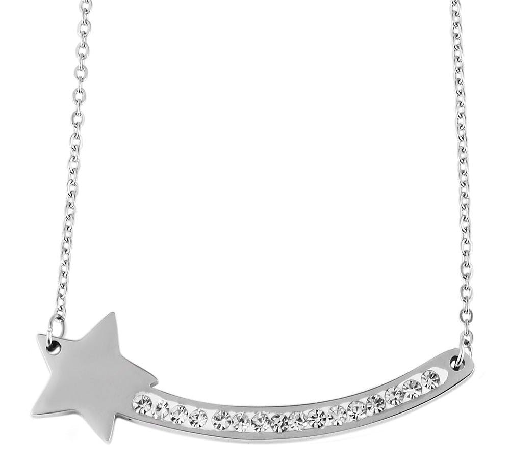 Collar de acero inoxidable con colgante y piedras sintéticas