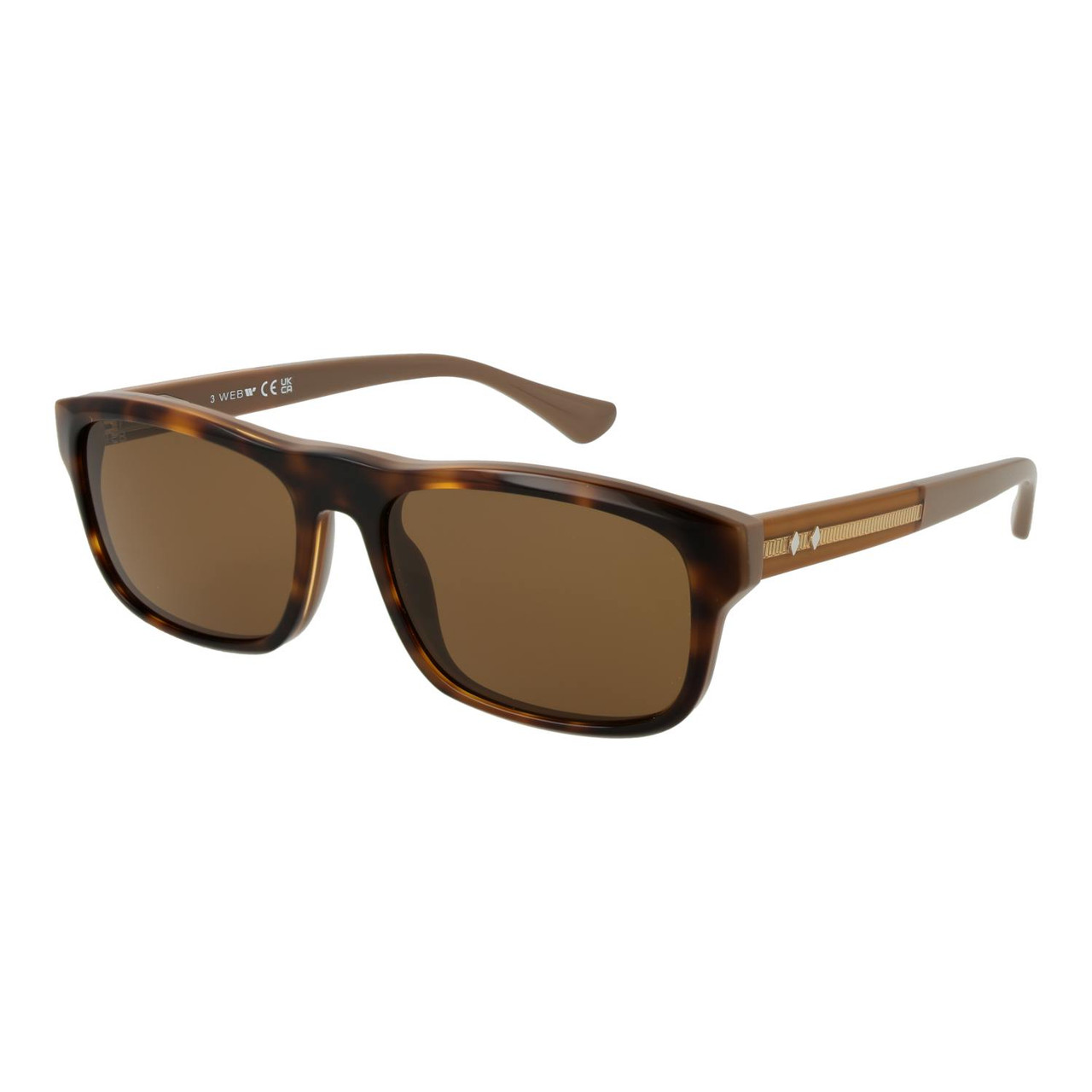 Rectangular acetate brown sunglasses with gold lenses