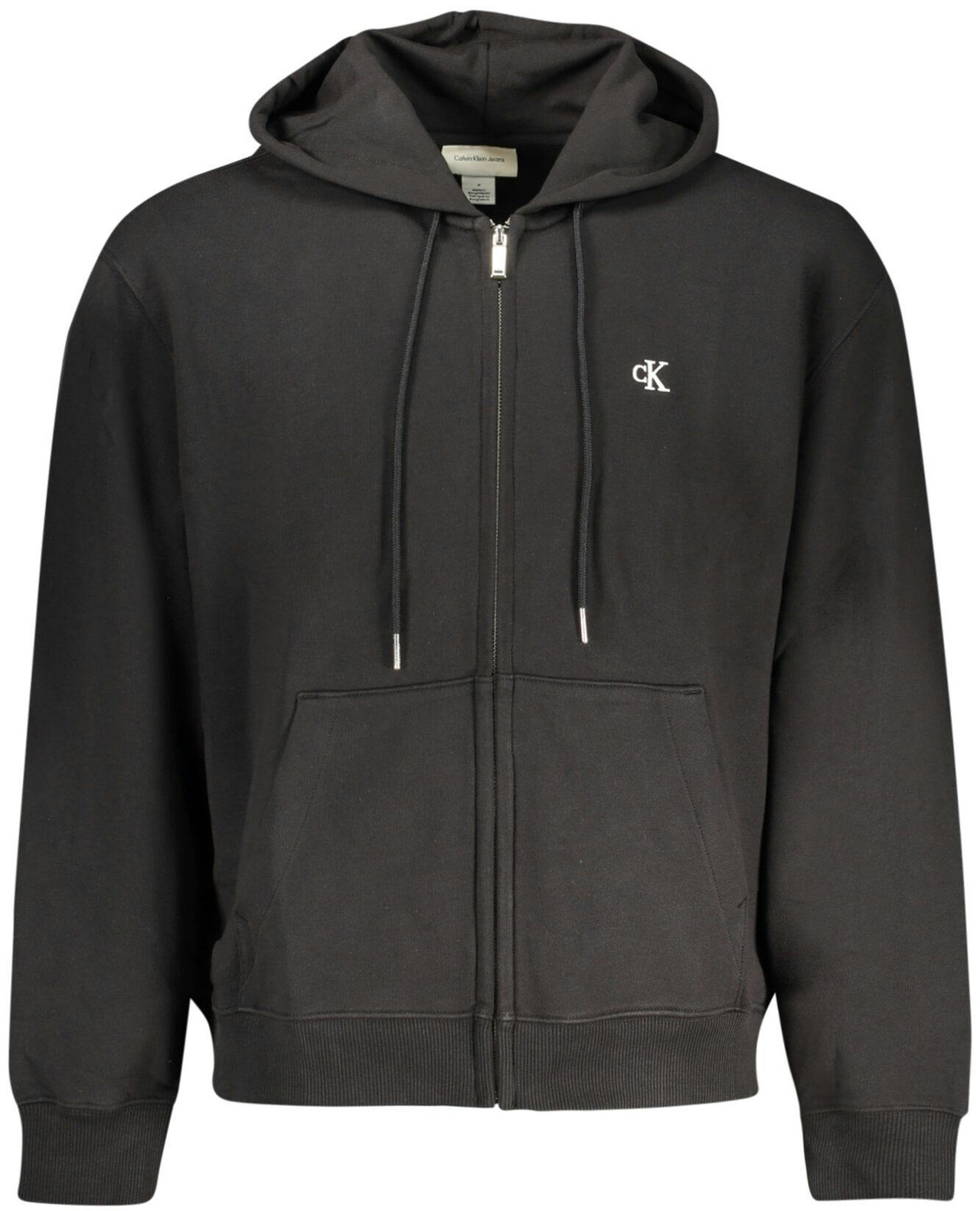 Hooded cotton jacket in brushed fabric black