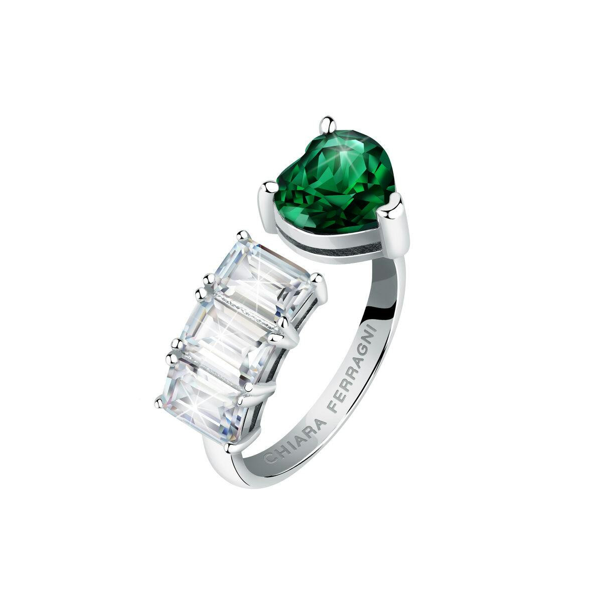 Anillo de latón para mujer con acabado verde