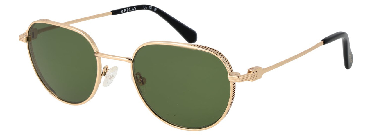 Gafas de sol panto metal dorado con lentes verdes
