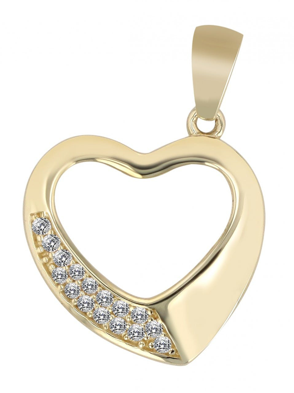 Colgante corazón en oro amarillo 8k con circonitas Avelina