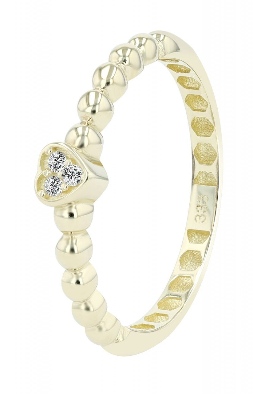 Anillo de oro 8k con corazón y tres circonitas