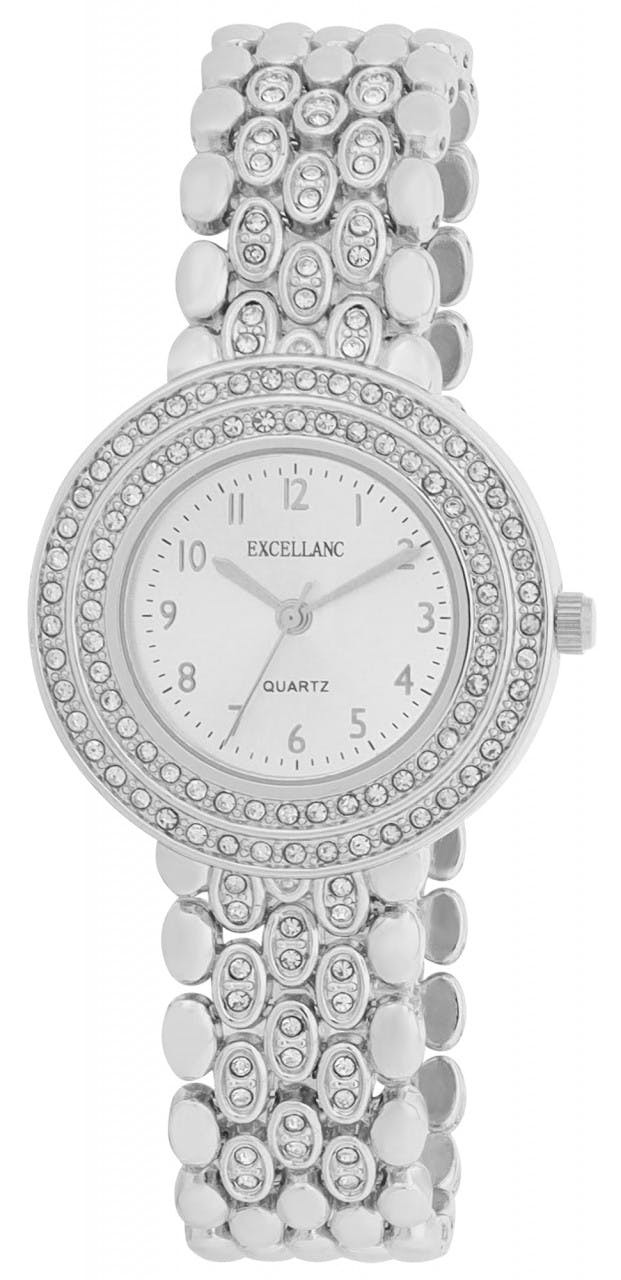 Women's metal bracelet watch with sparkling stones