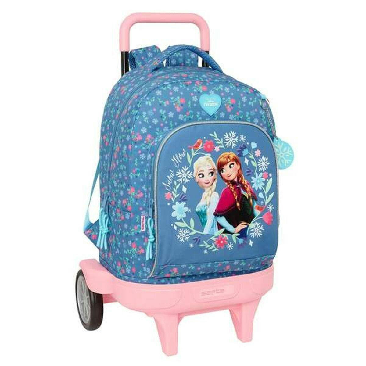 Mochila Escolar com Rodas Frozen Azul 33 x 45 x 22 cm