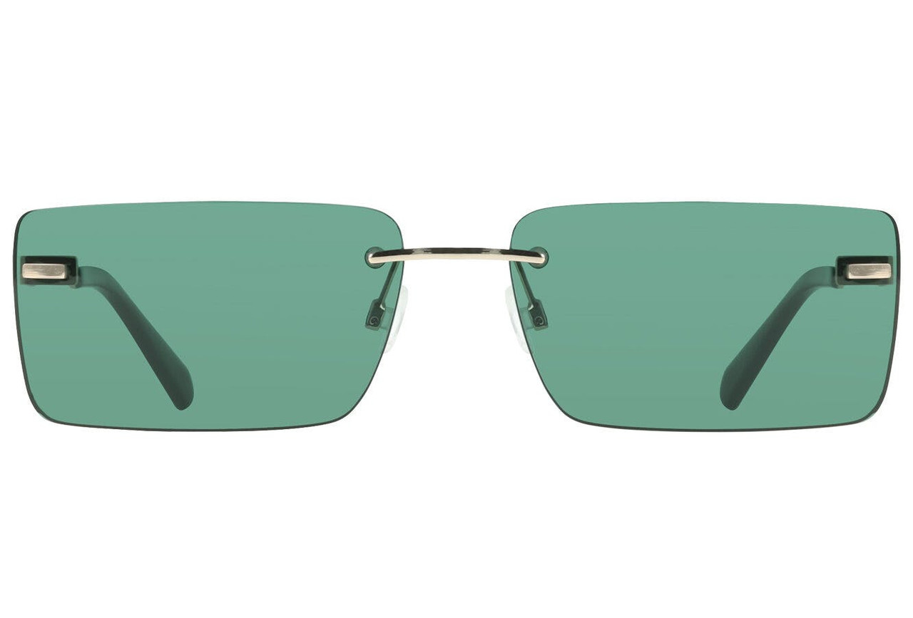 Gafas de sol metálicas rectangulares con lentes verdes