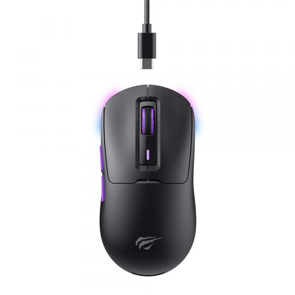 Ratón gaming inalámbrico MS969WB RGB, 1000–16000 DPI, Bluetooth/Wi‑Fi/Con cable, Negro