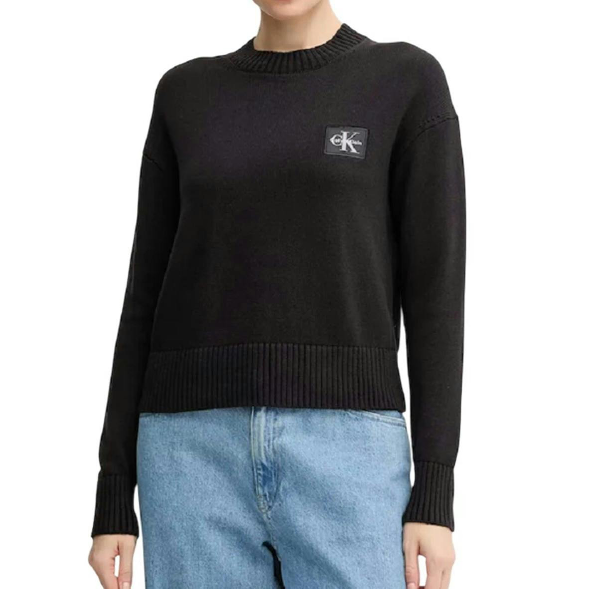 Women's long sleeve crew neck cotton sweatshirt with logo