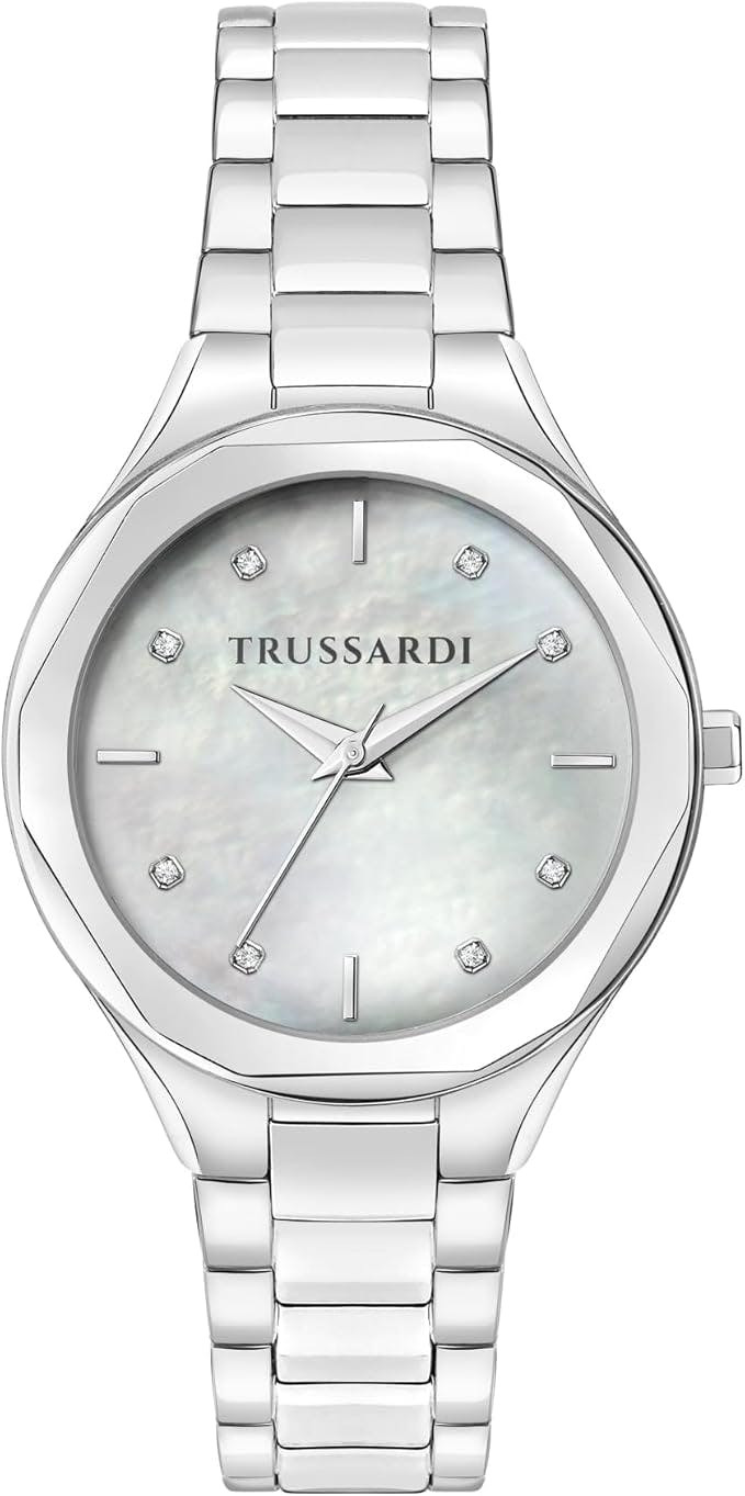 Reloj de pulsera Trussardi para mujer en acero inoxidable con esfera de nácar