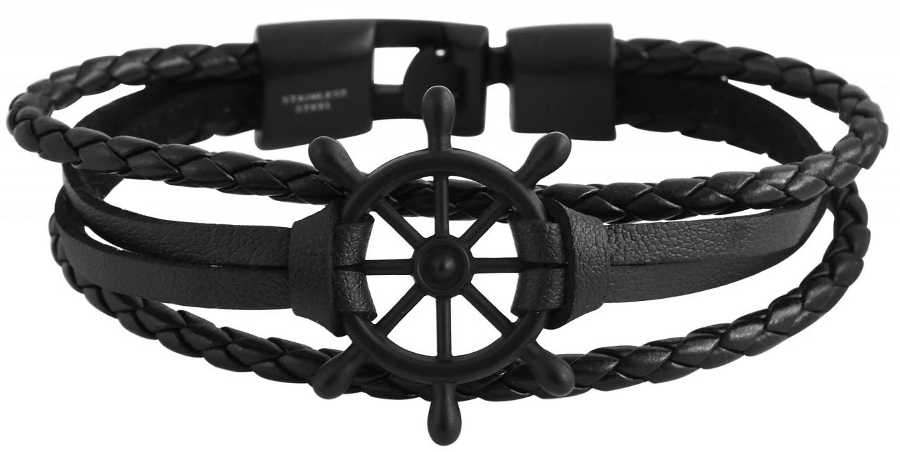 Pulsera Leme en Piel Genuina con Detalle en Acero Inoxidable