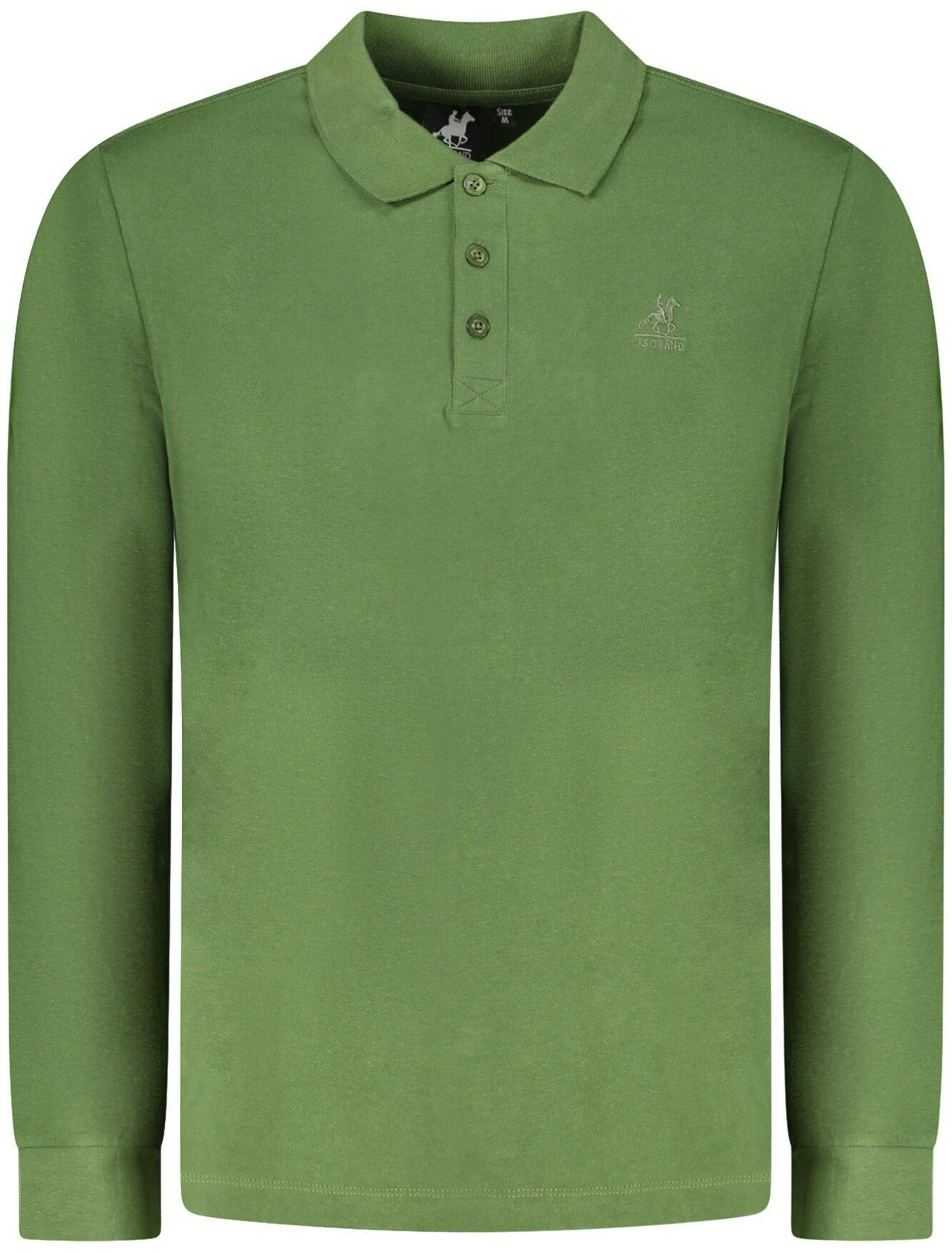 Long-sleeve cotton polo shirt green