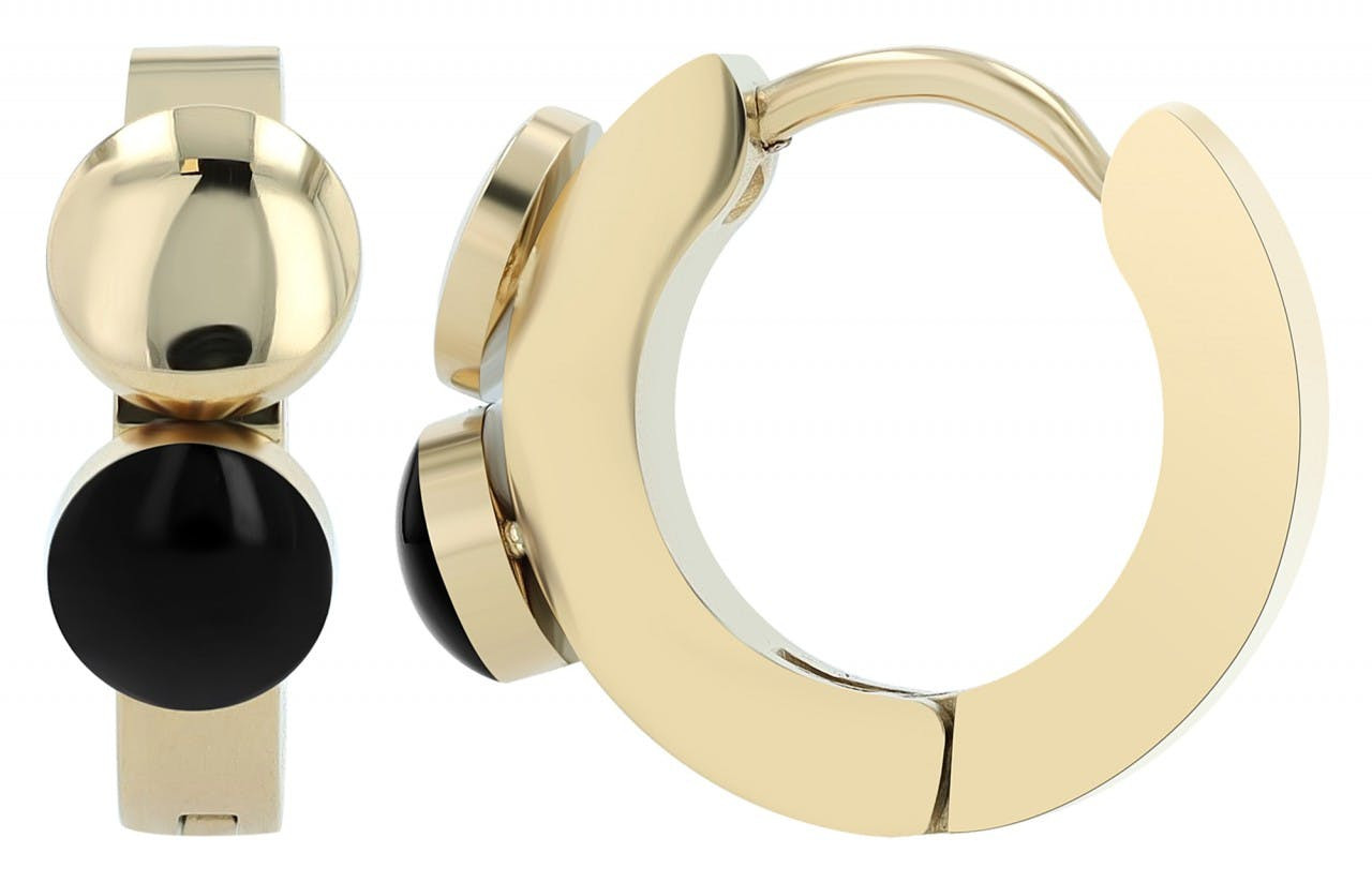 Aros Carmen en Acero Inoxidable Dorados con Detalle Negro