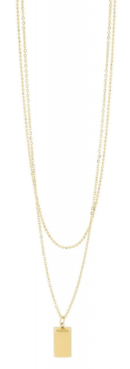 Stainless steel necklace with gold-tone pendant