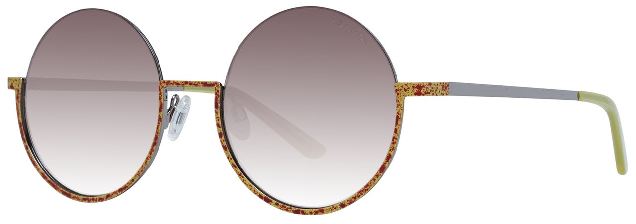Gafas de sol medio aro redondas en acero inoxidable con lentes marrón degradado