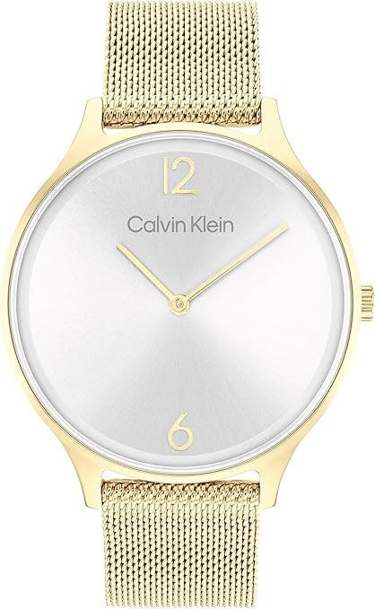 Reloj en acero inoxidable dorado con esfera plateada