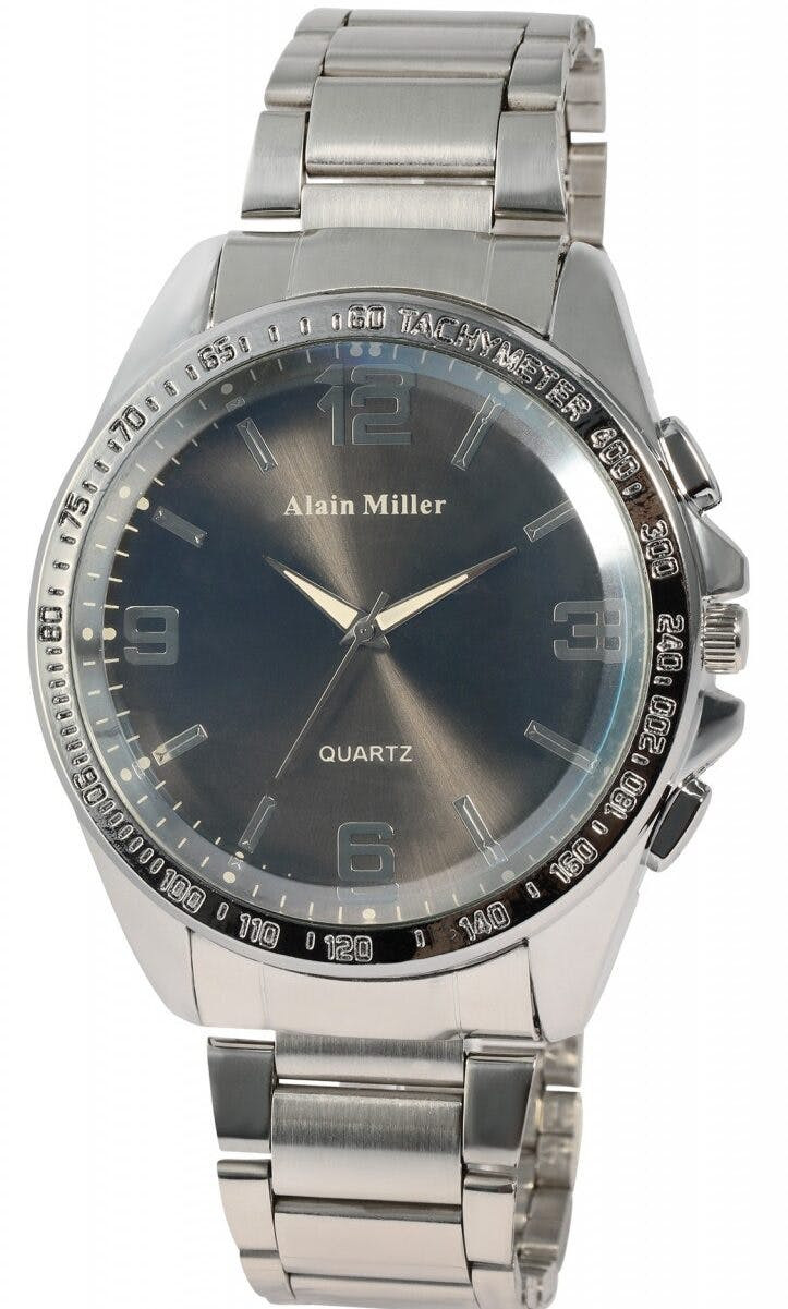 Reloj hombre con brazalete de acero inoxidable y esfera negra