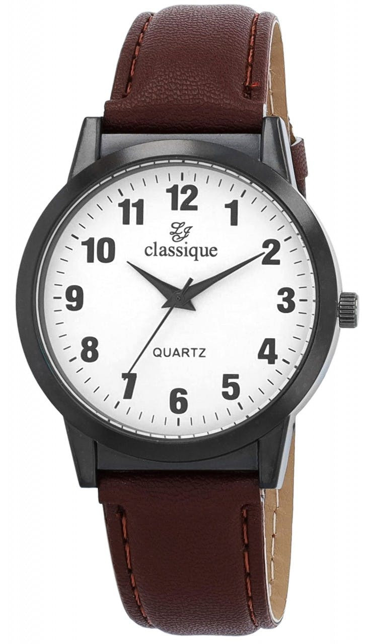 Analog wristwatch with eco leather strap