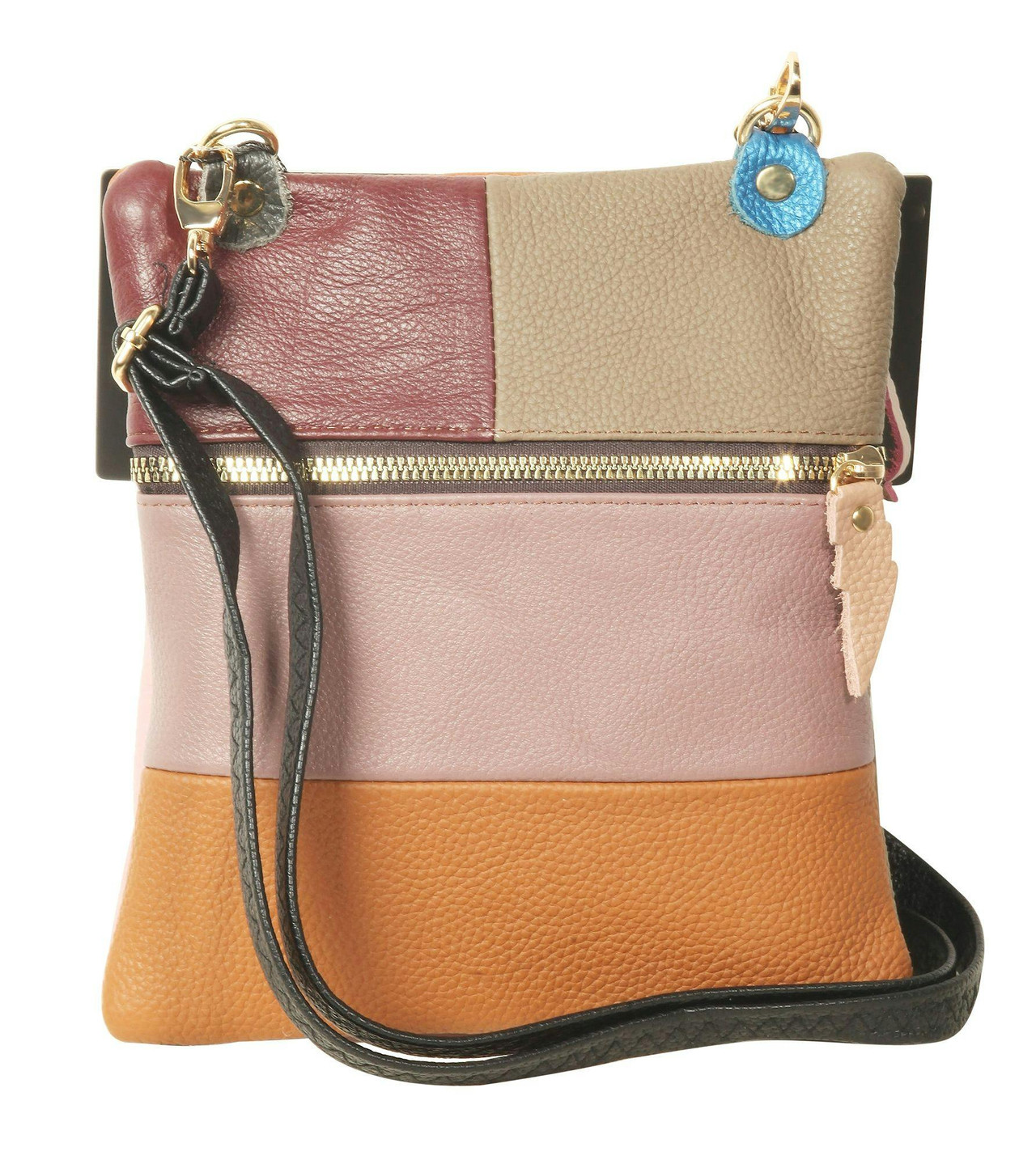 Bolso de hombro en cuero genuino con asa ajustable
