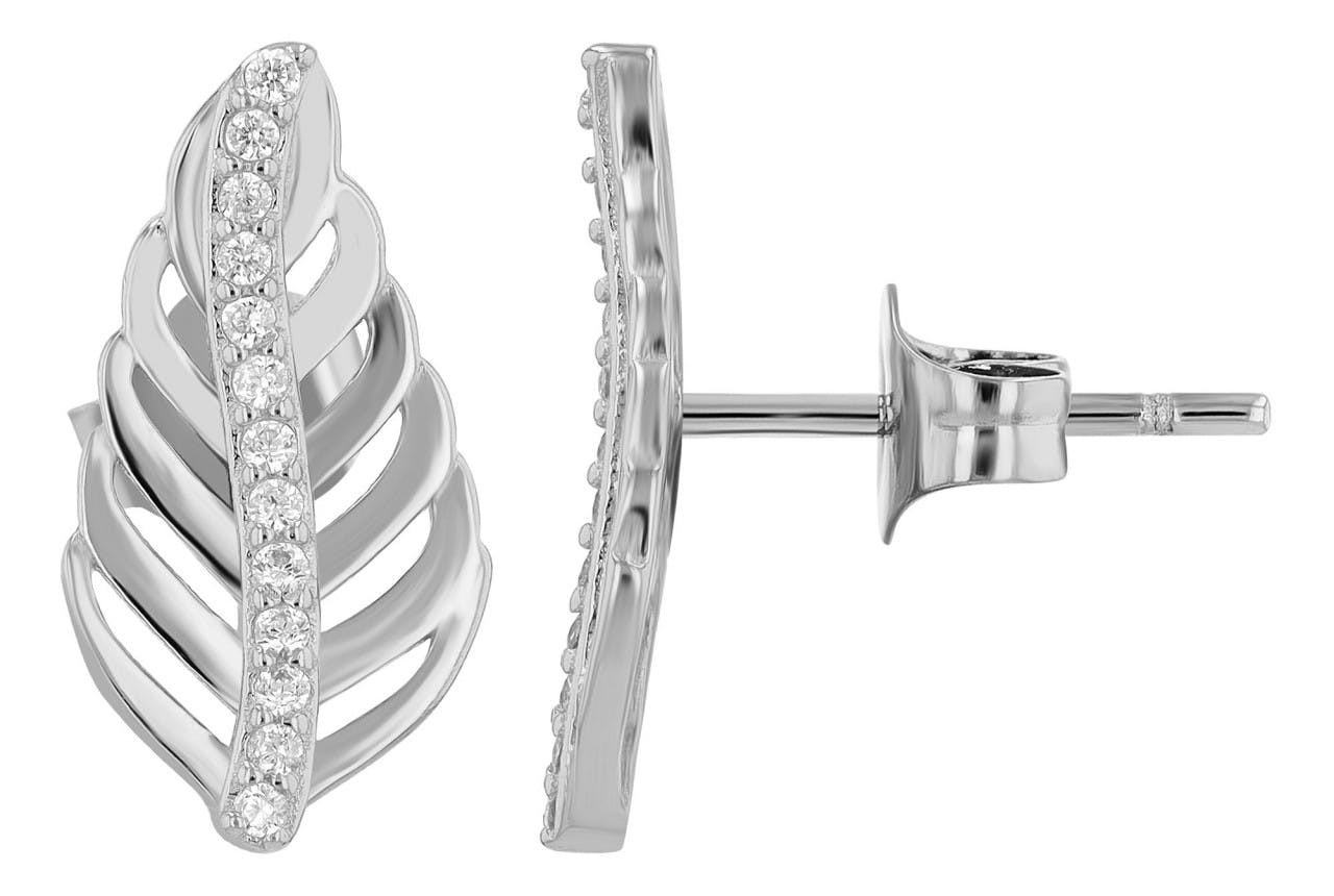 Biggi 925 sterling silver rhodium-plated earrings with zirconia