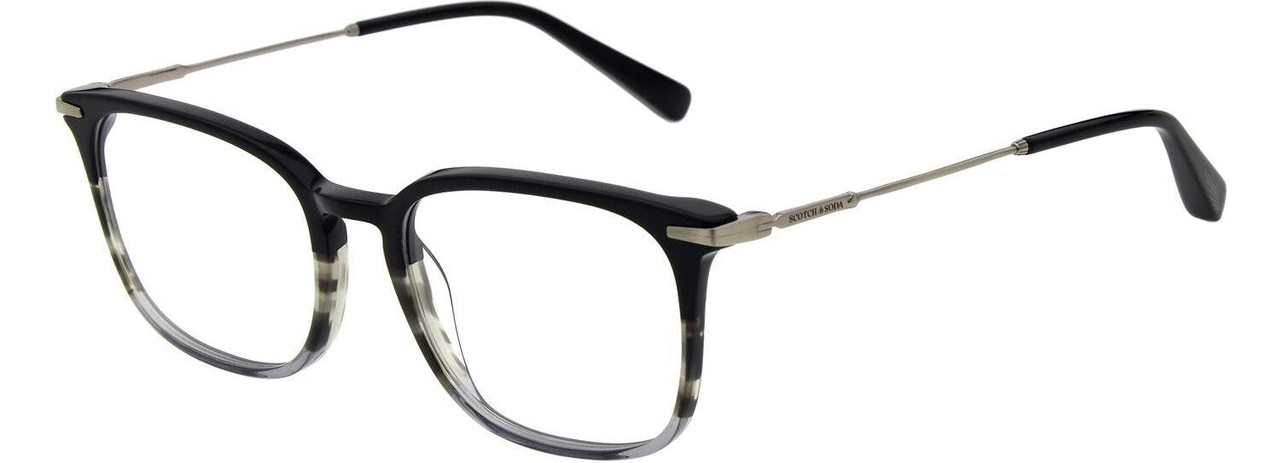 Montura óptica cuadrada acetato negro y gris