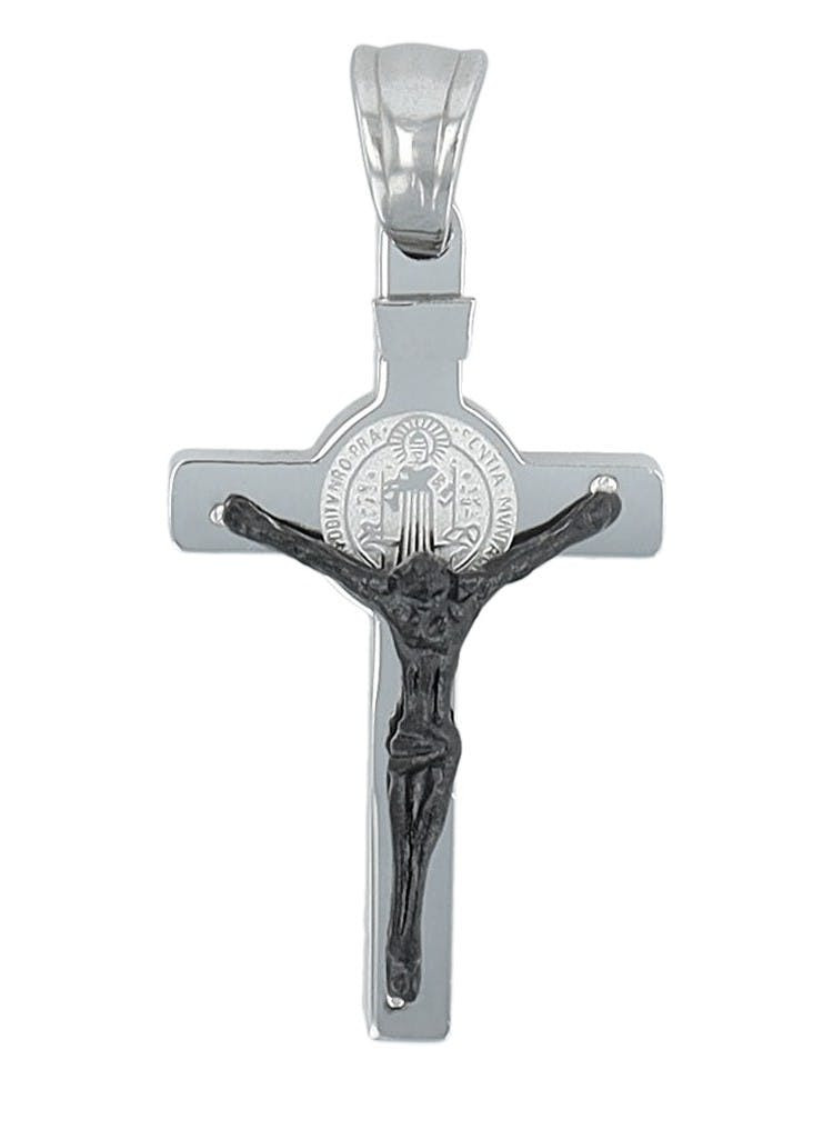 Cross pendant with Jesus figure in stainless steel