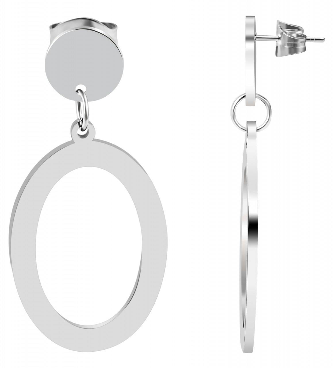 Round stainless steel earrings with oval moving elements