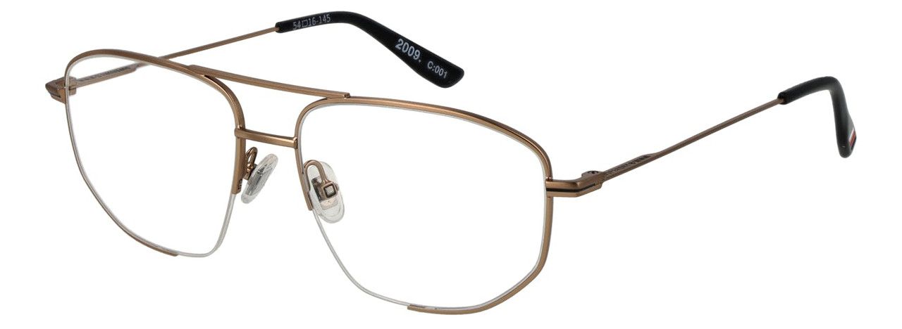 Aviator gold monel optical frame with demo lenses