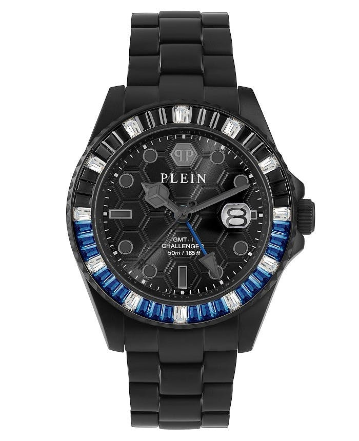 Reloj GMT-I Challenger con acabado negro y detalles baguette